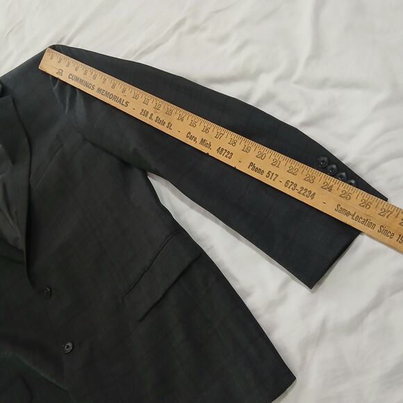 Jos.A.Bank Brrr Comfort Blazer 48L Slim-Fit Wool Charcoal Grey Window Pane Plaid - Picture 15 of 16